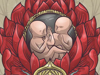 Family 2019 - birth of twins art birth cats color comics design design art family illustration kids poster print twins vector