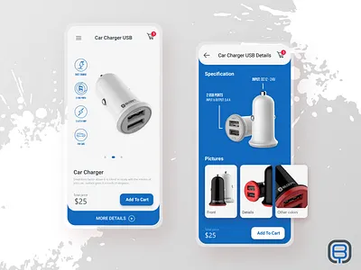 Tech Product App 2019 trend app design application car charger cart clean icons design interactive minimal modern product trendy ui user interface ux