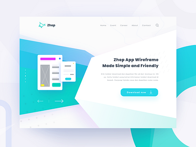 Freebie | Zhop App Wireframe colorful download flat design free freebie gradient hero landing page modern shop slider ui ui ux wireframe zalepik