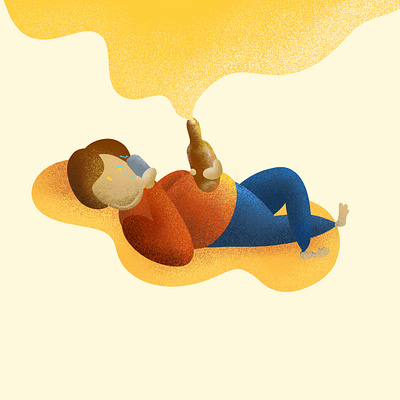 Relaxing illustration applepencil beer cellphone character design digital illustration illustrator ipad vector