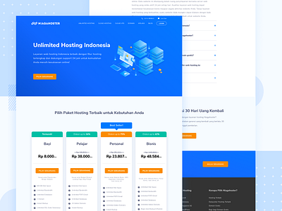 Unlimited Hosting Indonesia Landing Page design gradient hosting illustration isometric landing page typography ui design ux website