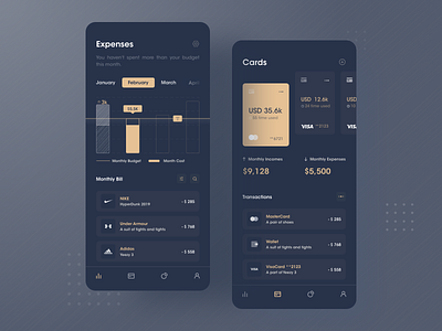 Bill management system-bank-2-Dark version app bank bank app bank card black dashboard data data visualization design icon logo typography ui ux website