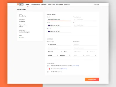 Web app Edit profile clean flat design profile semantic ui uiux update web app web application worker details