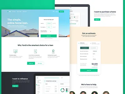 Yard Home Loans - Website clean desktop finance fintech green home loan homepage illustration landing page minimal product ui website