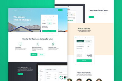 Yard Home Loans - Website clean desktop finance fintech green home loan homepage illustration landing page minimal product ui website