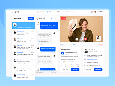 HR: Job Applicant Interview chat dashboard ui kit human resource inbox interview job board job listing message onboarding video call web app web design