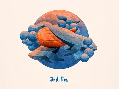 "3rd fin" 3rd wheel blimp illustration sea sea creatures textured vector whale zeppelin