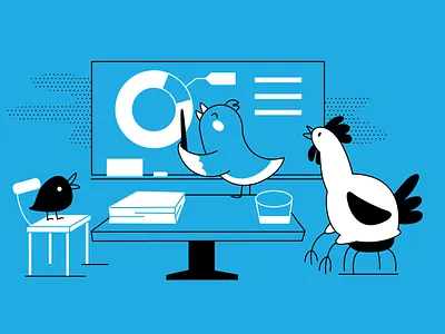 Twitter analytics 2d art analytics birds design drawing flat illustration twitter vector