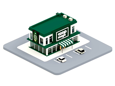 Shop Animation (3D Illustration) 3dmodeling animation artdirection blender blender 3d building design illustration isometric low poly motion graphics