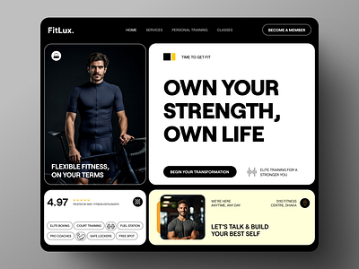 Fitness Website UI/UX Design ✦ FitLux bento design design inspiration fitness website gym website health website interface landing page luxury fitness product service sports design ui uitrends ux web web design website