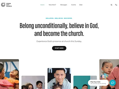 VisionCity.Church Homepage Hero development hero homepage parallax typegraphy web design