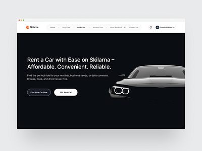 The car rental hero section. app car design productdesign ui uiux ux webapp