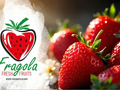 Fragola Logo Design & Branding art black branding design fruit graphic design green illustration logo red strawberry ui