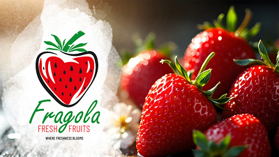 Fragola Logo Design & Branding art black branding design fruit graphic design green illustration logo red strawberry ui