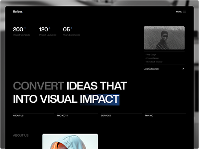 Refine - Agency Website Design agency agency website agency website design dark dark website digital agency website hr rumen landing page design landingpage minimal minimal design portfolio portfolio design ui ux web web design website website design