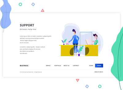 Support Footer Shots footer illustraion landing landing page office support web app web design web page website website design