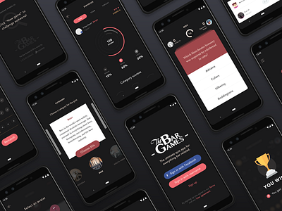 The Bar Games App app design game quiz app ui ux