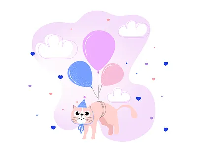 Birthday cat 2d adobe adobe illustrator birthday birthday cat character cute cute animal design happy birthday illustration illustrator vector