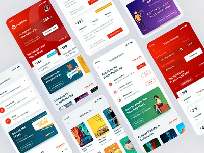 Vodafone Concept Design. app app design application applications illustration interface ios iphone mobile mobile design mobile ui red ui ux