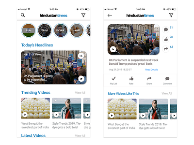 Videos Relay hindustan times interaction mobile ui netflix responsive design videos content