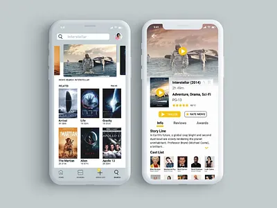 Movie app UI design app interstellar movies netflix streaming ui uiux
