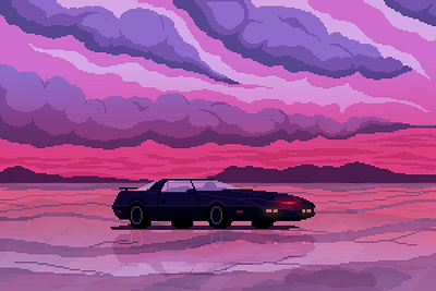 KITT 80s digitalart illustration kitt pixelart