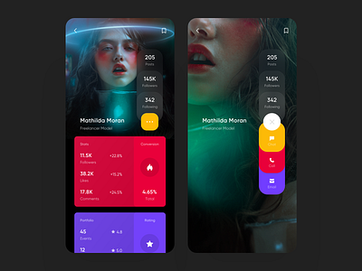 KOL Profile Exploration actions card colorful instagram kol model profile profile design red social