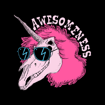 awesomeness art awesome design digital illustration print design unicorn vector