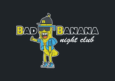 bad banana night club branding design eighties logo mascot nineties retro style