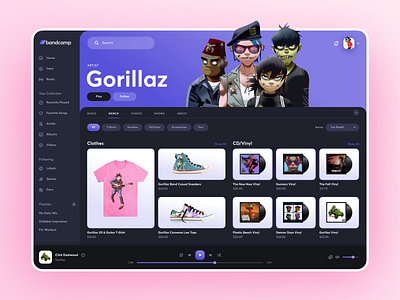 Bandcamp Dark Theme // Redesign Concept app branding clean dashboard design flat illustration minimal mobile mobile app product design typography ui ui design ux vector web web design website