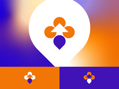 Titleless Logo 3 brand identity circle compass direction icon identity location logo logo design north orange point symbol