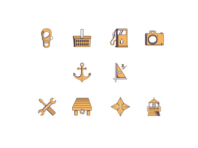 Map icon set anchor app design gas gps harbor icon illustration lighthouse logo maintenance map navigation repair sail sea set shopping tracker vector