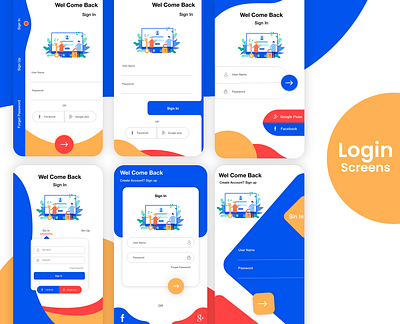 Login screens colorful colors illustrator login login design login page login screen mobile ui photoshop design shapes sign in sign in page xd design