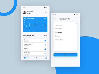 Task Management App appdesign apps blue clean minimalist mobiledesign task todolist