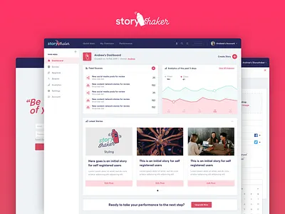 Storyshaker - Social Media Application clean dashboard design layout social ui user interface ux web application web applications web design