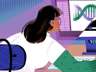 Biotech Online Courses biotech computer editorial editorial illustration lab online courses science science illustration