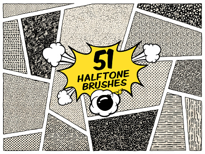 Vintage Comics Halftone Brushes brush brushes comics digital art distressed dots download drawing halftone ink out photoshop retro screenprint screentone vintage wash worn