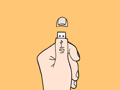 Thumb drive flash drive flat colors hand illustration minimal thumb