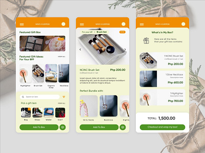 Wrap-A-Surprise Mobile UI Showcase box christmas design gift minimalist mobile mobileui mobileuiux ui uiux web and mobile web design