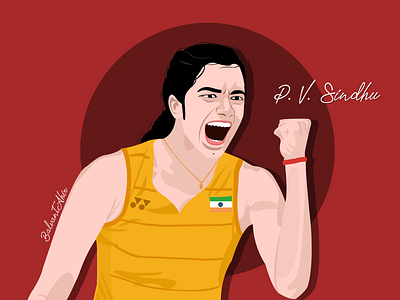 P V Sindhu Vector Art - World Badminton Champion 2019 badminton branding champion character creative design draw dribbble girl illustration indian minimal potrait pvsindhu sindhu vector vectorart woman illustration
