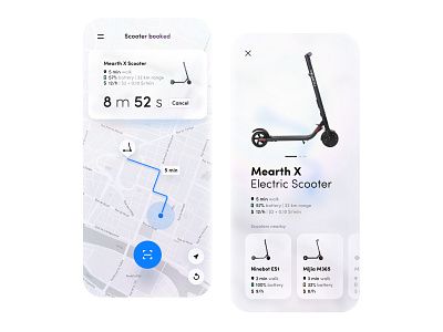 Scooter Rent Application app design clean futurism futuristic minimalism rent rental app scan scoot scooter spot ui uiux user interface design