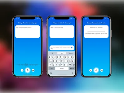 Dialogue Translator for deaf people app app design application blue deaf design translator ui ux