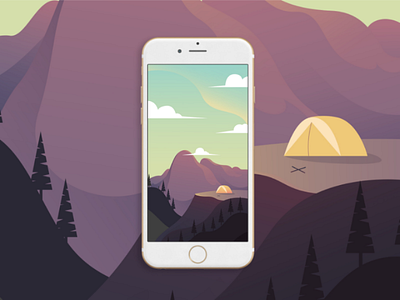 Mountain Illustration illustration mobile mountain ui ux vector wallpaper