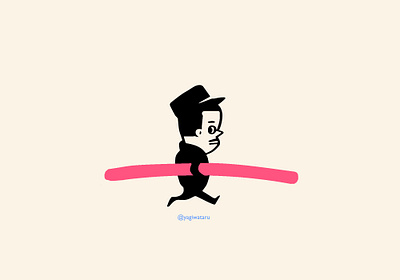 The man with a soft pink stick character gestalt graphic graphic design illustration man