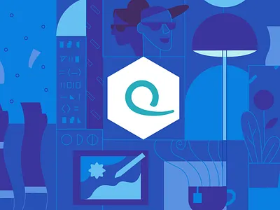 Great Place to Work banner celebration face grid illustration pattern sketch