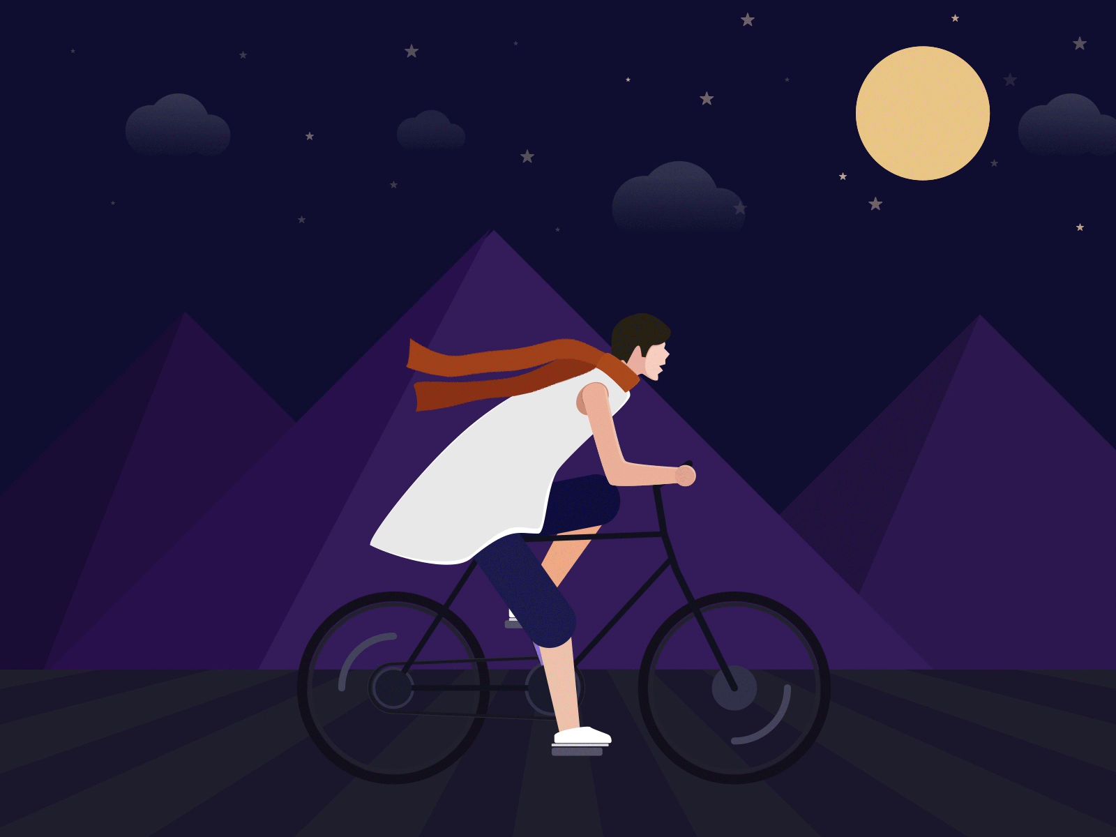 Bike boy animation bike boy illustration light moon