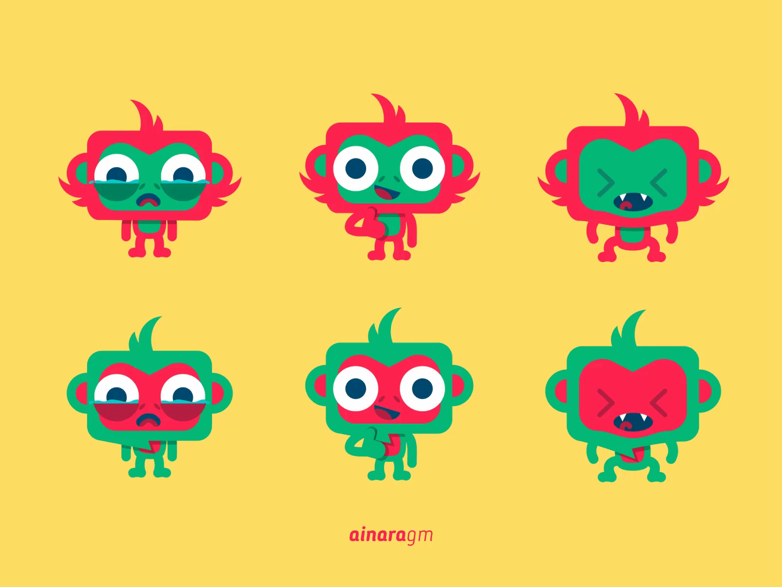 Monkeys angry animation character character animation crying design gif illustration ok vector