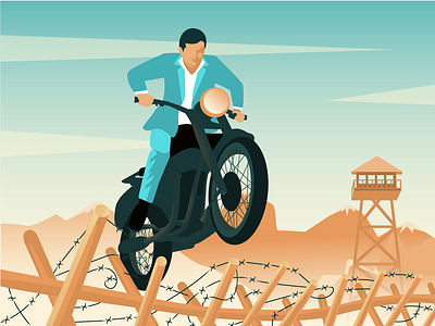 a man on a motorcycle banner branding design flat illustration motorcycle vector web