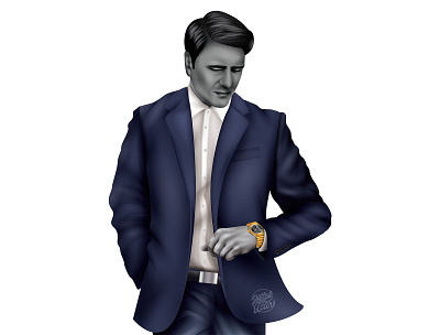 Time -close up- adobeillustator blackandwhite blue character classy clock digitalart fashion grayscale illustration man navy suit time vector vectorart watch watches wear