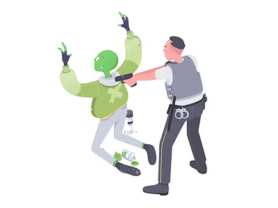 LGM #1 affinity character etc illustration isometric police rboy revolt rocketboy ufo